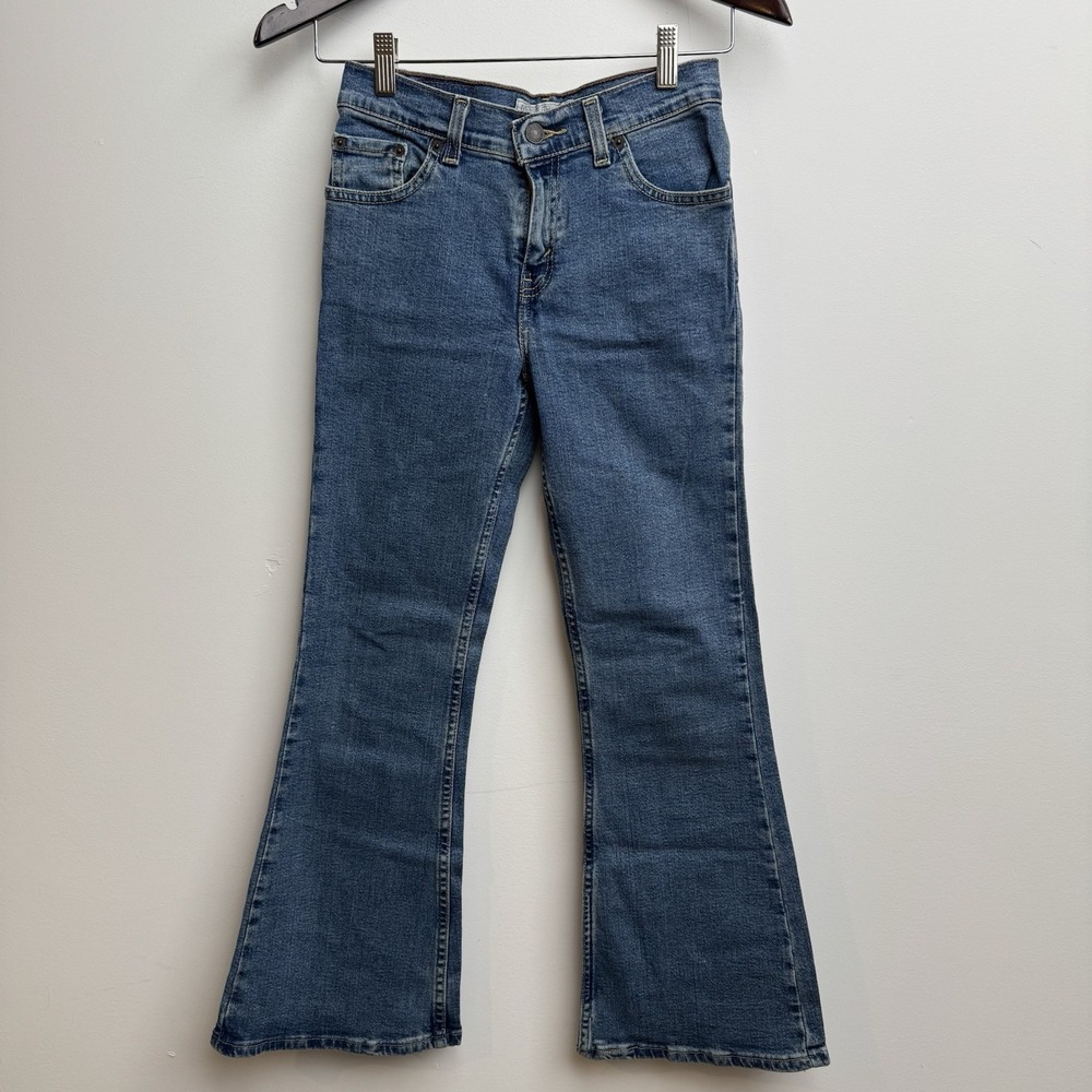 Levi's Strauss Girls Low Rise Flare Sz 12 Regular Jeans Denim Pants Blue Bootcut